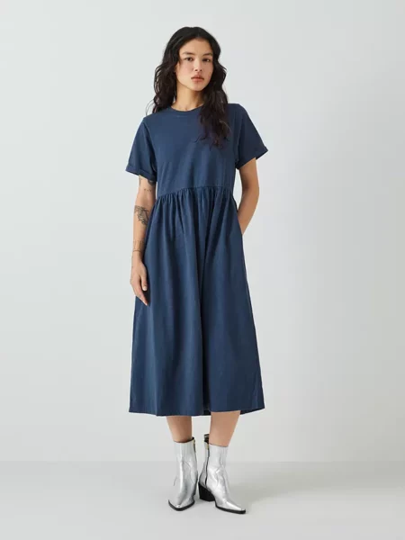 AND/OR Anna Jersey Smock Dress, Denim Blue